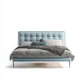 Double Bed Upholstered Faux Leather 200x150x100 cm - Light Blue - Modern Design