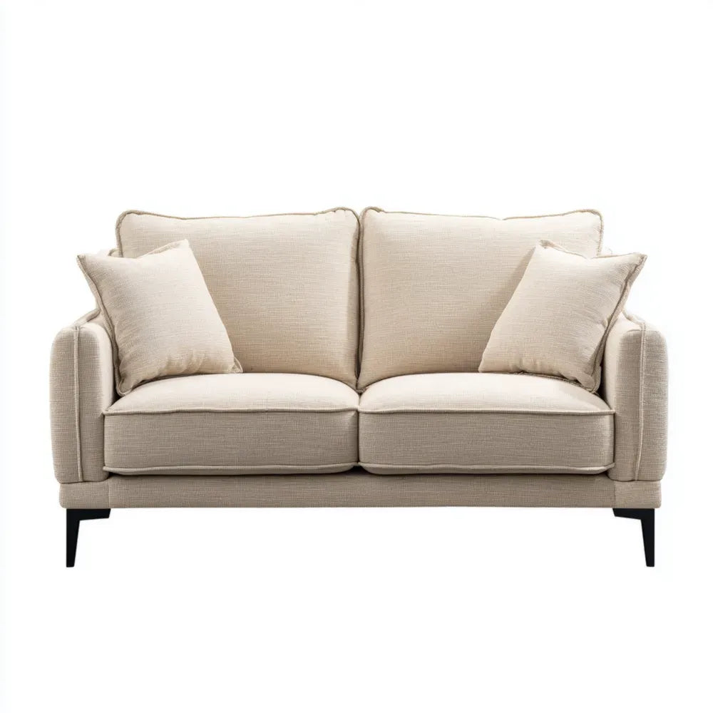 Sofa Set Fabric Upholstery 150x85x90 cm - Cream - Modern Design