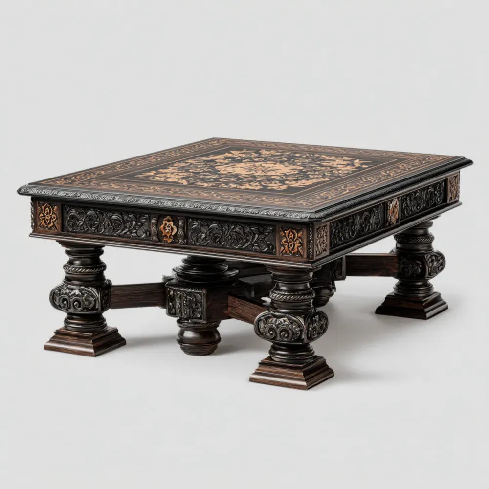 Vintage Design Coffee Table Wood 90x90x45 cm - Dark Brown