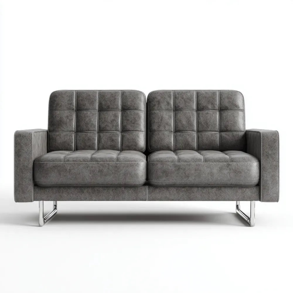 Leather Sofa - 145x85x85 cm - Dark Grey - Modern Design