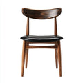 Dining Chair 49x52x81 cm Wood Frame Black Leather Seat - Modern Style