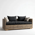 Patio Sofa Rattan Frame 210x85x75 cm - Dark Grey Cushions - Contemporary Style