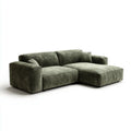 Sectional Sofa Upholstered Fabric 300x150x85 cm – Olive Green – Contemporary Design