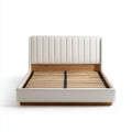 Modern Upholstered Bed Frame 210x160x120 cm - Wood and Faux Leather - Queen Size - White
