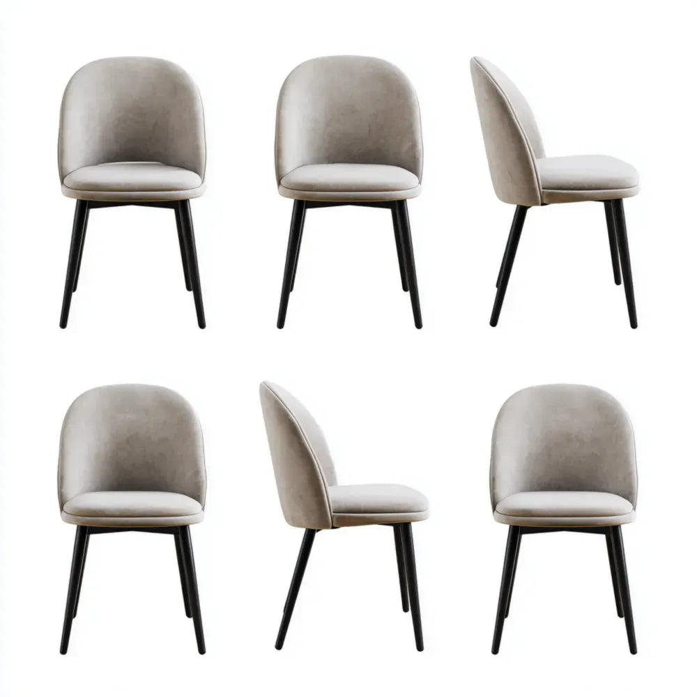 Dining Chairs Set Velvet Upholstered 45x55x80 cm - Light Gray - Modern Design