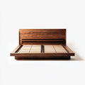 Platform Bed Frame 220x200x35 cm - Walnut Wood King Size - Modern Style