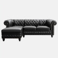 Leather Upholstered Sectional Sofa – 250x85x73 cm – Black – Classic Chesterfield Style