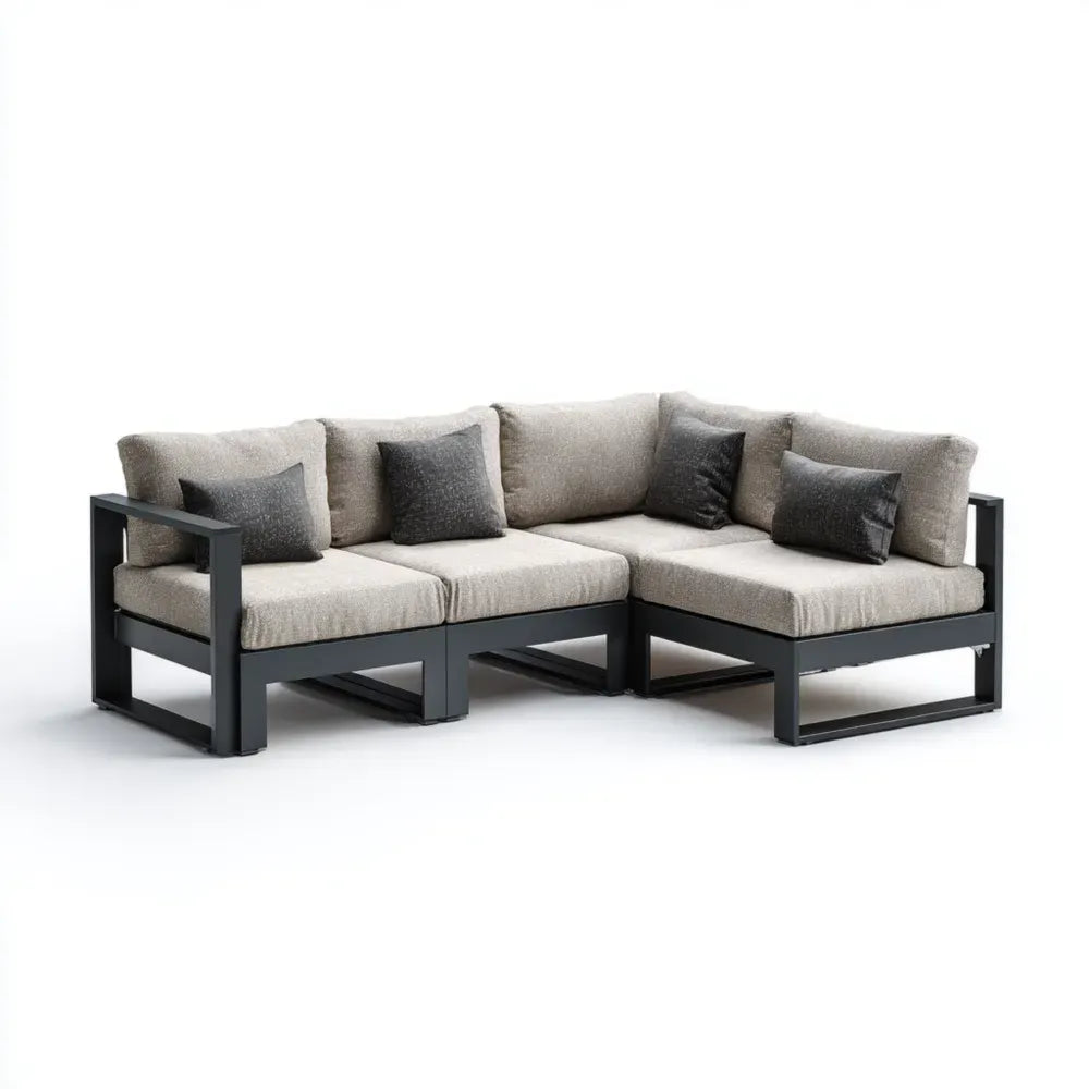 Patio Sofa Set Fabric Upholstery Modern Design 220x85x75 cm - Beige