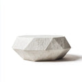 Geometric Stone Coffee Table 90x90x40 cm - White