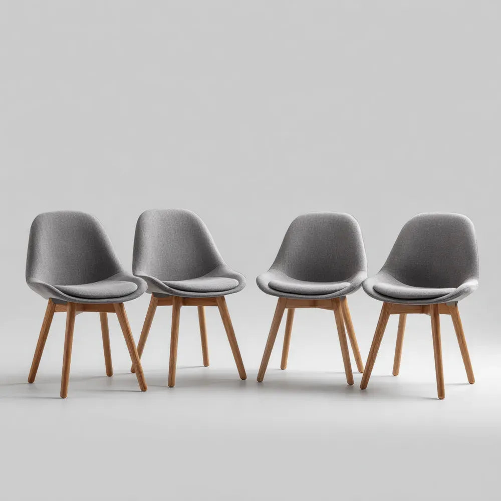 Dining Chairs Set of 4 Fabric Upholstered 59x49x82 cm - Gray - Modern Design