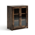 Wooden Display Cabinet 80x40x120 cm with Glass Doors – Rustic Brown – Two Shelves