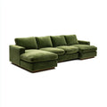 Sectional Sofa Velvet Upholstered 300x100x80 cm - Olive Green - Modern Design