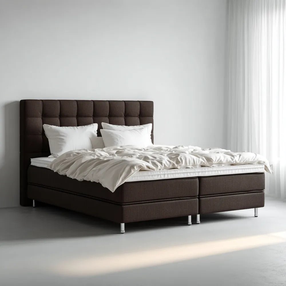 Double Bed Upholstered 200x160x110 cm - Dark Brown - Contemporary Design