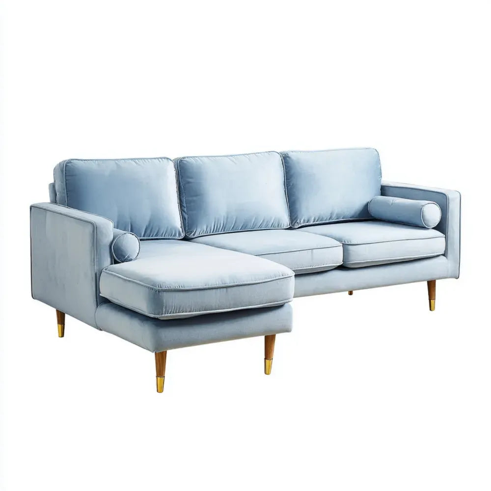 Modern Design Sofa Set Fabric Upholstery 260x160x85 cm - Light Blue
