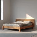 Double Bed Solid Wood 200x160x35 cm - Natural Finish - Minimalist Design