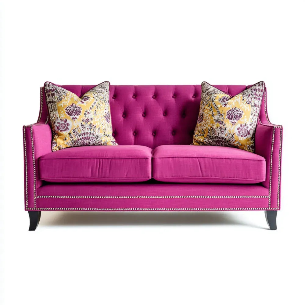 Sofa Set Upholstered Fabric 150x85x90 cm – Pink – Modern Design