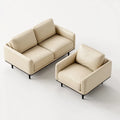 Sofa Set Leather Upholstery 2-Seater (150x85x75 cm) and Armchair (80x85x75 cm) – Beige – Contemporary Design