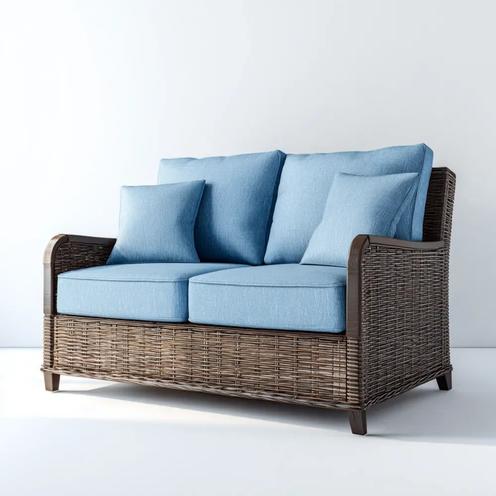 Patio Sofa Set Wicker 135x85x75 cm – Light Blue – Contemporary Design