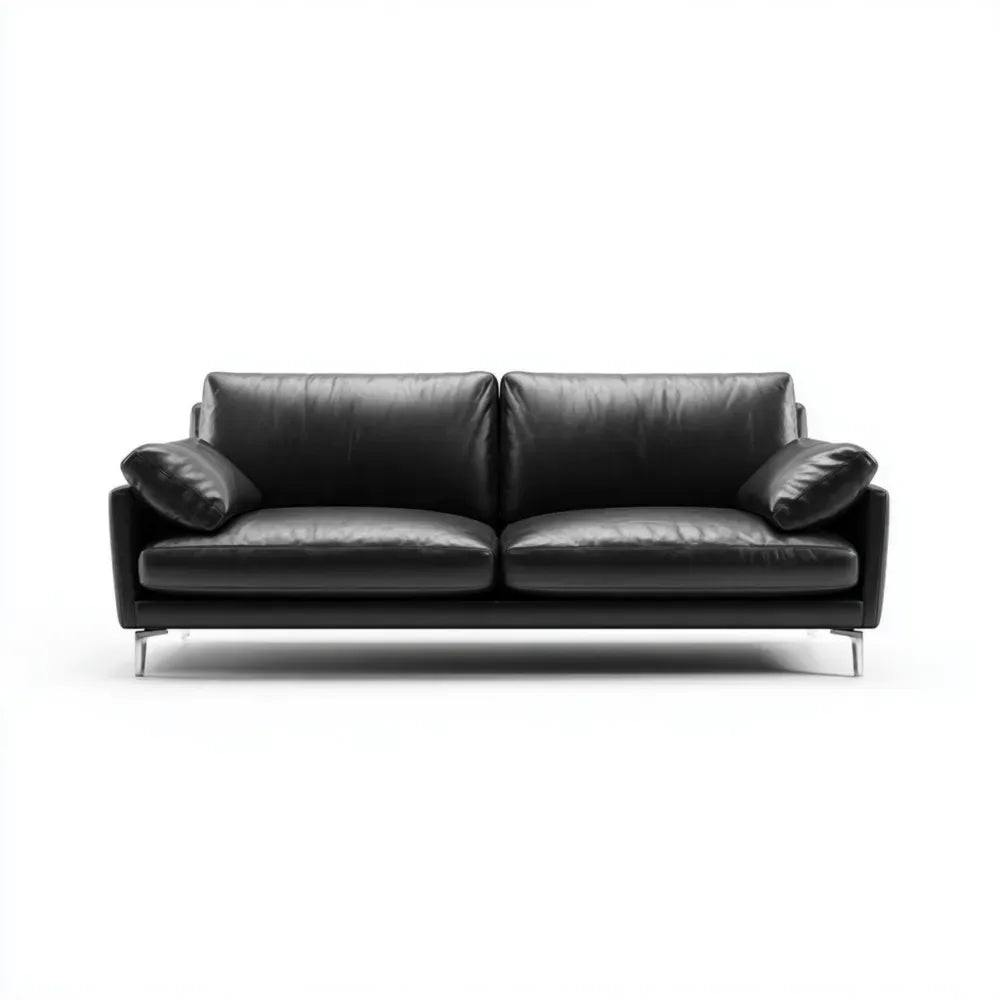 Leather Sofa 210x90x85 cm - Black - Contemporary Design