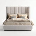 Upholstered Double Bed Fabric 200x160x100 cm - Light Grey - Modern Design