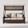 Outdoor Patio Sofa Set - Wicker with Canopy 200x90x150 cm – Beige/Brown – Modern Style